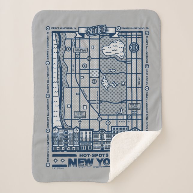 Seinfeld | Hot Spots of New York Map Sherpa Blanket (Front)