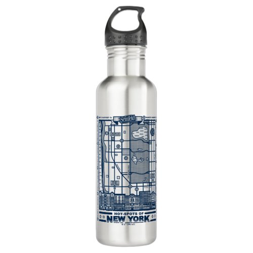 Seinfeld  Hot Spots of New York Map Stainless Steel Water Bottle