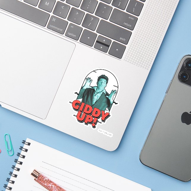 Seinfeld | Kramer - Giddy Up! Sticker (Laptop w/ iPhone)
