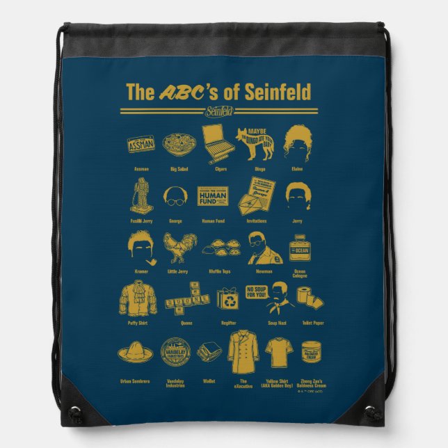 Seinfeld | The ABC's of Seinfeld Infographic Drawstring Bag (Front)