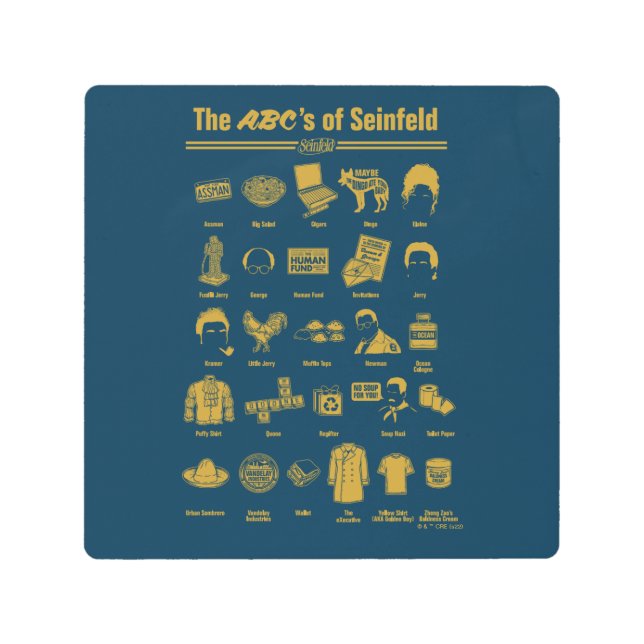 Seinfeld | The ABC's of Seinfeld Infographic Metal Print (Front)