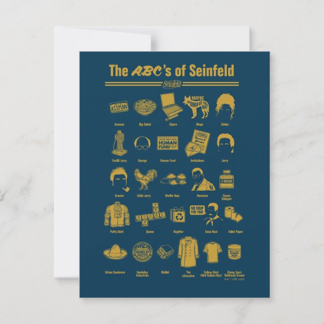 Seinfeld | The ABC's of Seinfeld Infographic Note Card (Front)