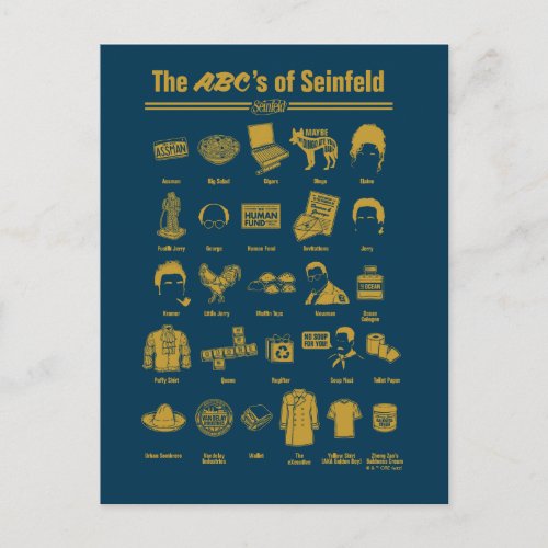 Seinfeld  The ABCs of Seinfeld Infographic Postcard