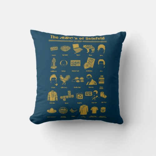Seinfeld  The ABCs of Seinfeld Infographic Throw Pillow
