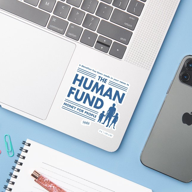 Seinfeld | The Human Fund Sticker (Laptop w/ iPhone)