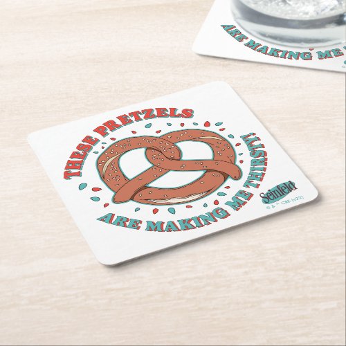 Seinfeld  These Pretzels are Making Me Thirsty Square Paper Coaster
