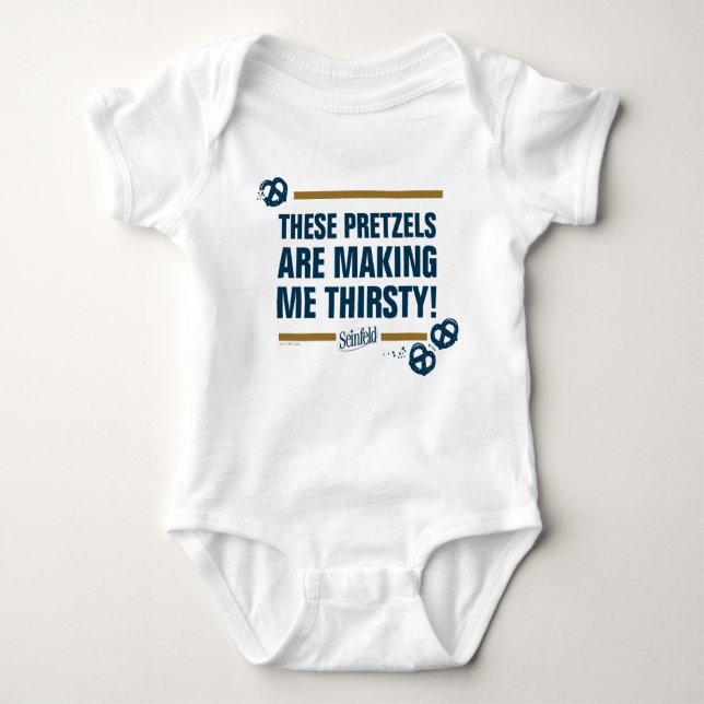 Seinfeld | "These Pretzels" Typography Graphic Baby Bodysuit (Front)