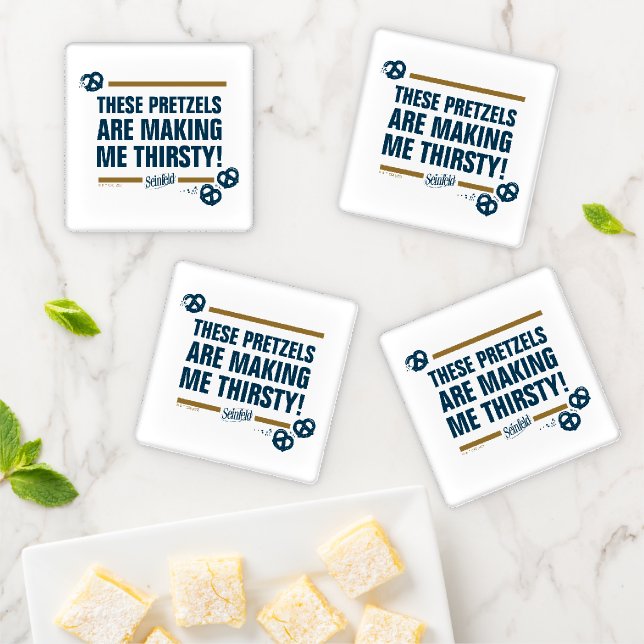 Seinfeld | "These Pretzels" Typography Graphic Coaster Set (In Situ)