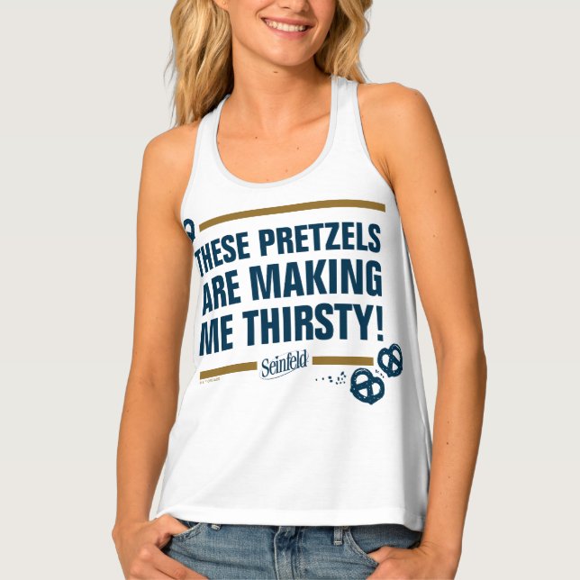 Seinfeld | "These Pretzels" Typography Graphic Tank Top (Front)