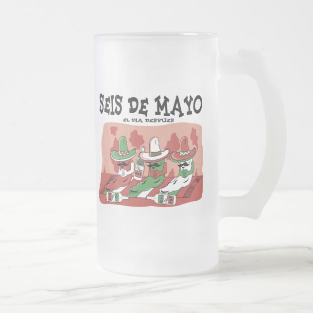 Seis de Mayo Frosted Glass Beer Mug (Right)