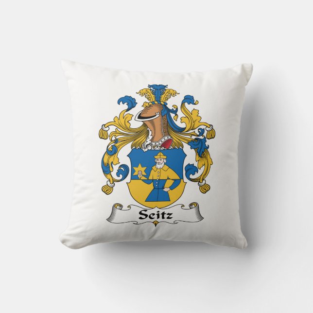 Seitz Family Crest Throw Pillow (Front)