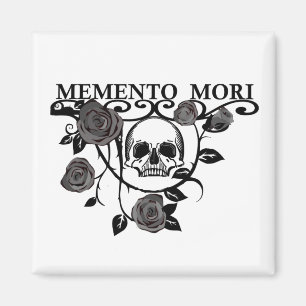 Seize the Day - Black Roses - Memento Mori Skull Magnet
