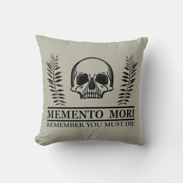 Seize the Day Memento Mori skull Throw Pillow (Front)