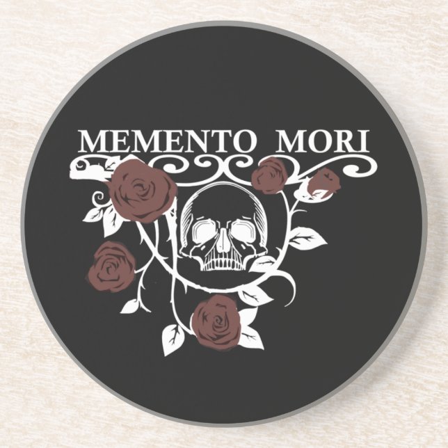 Seize the Day - Red Roses - Memento Mori Skull Coaster (Front)