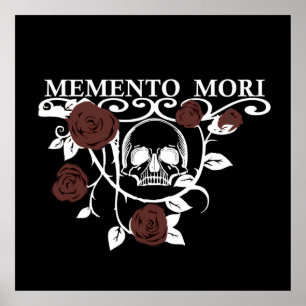 Seize the Day - Red Roses - Memento Mori Skull Poster