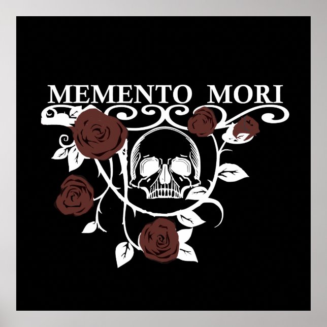 Seize the Day - Red Roses - Memento Mori Skull Poster (Front)