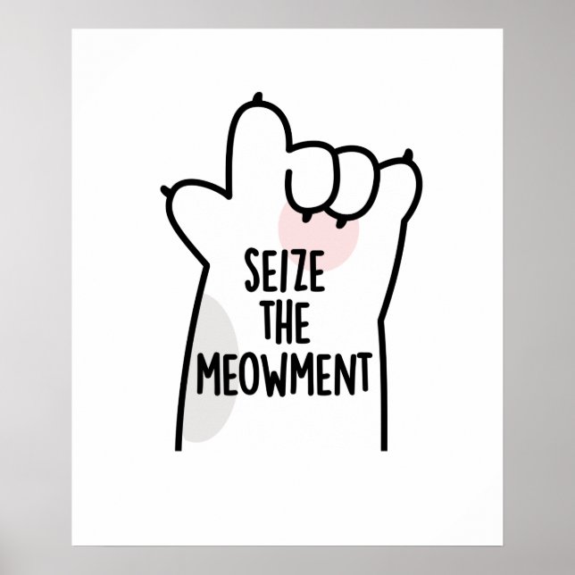 Seize The Meowment Positive Cat Pun Poster (Front)