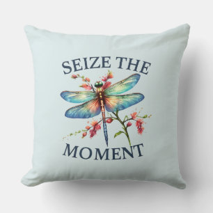 Seize The Moment - Artistic Dragonfly Throw Pillow