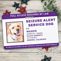 Seizure Alert Personalized Service Dog ID Photo  Badge