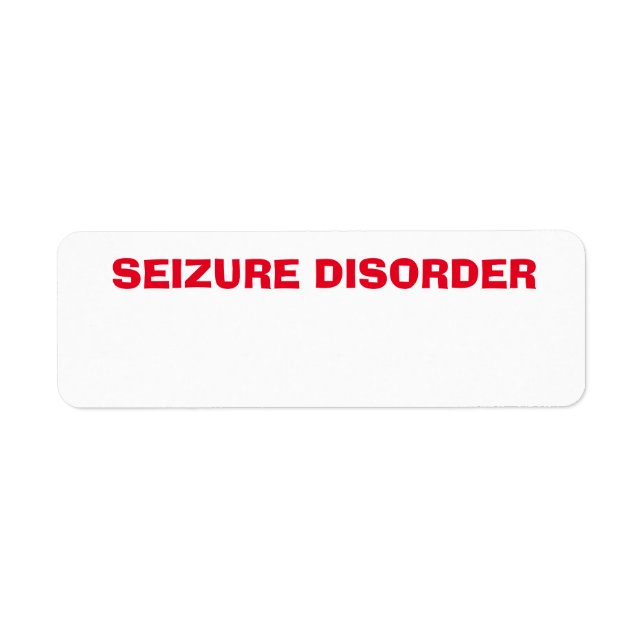 Seizure Disorder health condition, concern Label (Front)