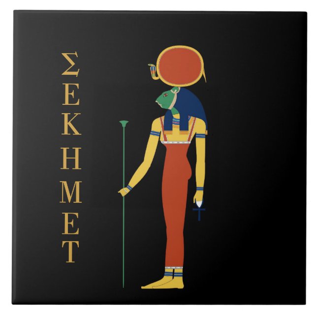 SEKHMET EGYPTIAN GODDESS TILE. CERAMIC TILE (Front)