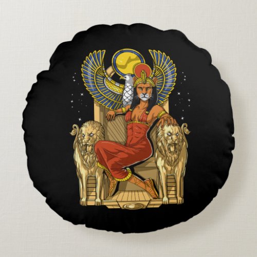 Sekhmet Egyptian Lioness Goddess Round Pillow