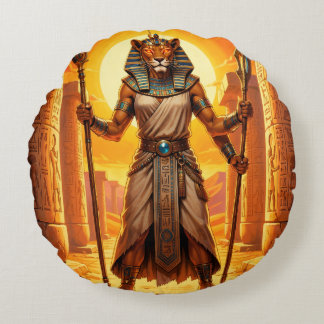 Sekhmet – Lion-Headed Goddess of War Round Pillow