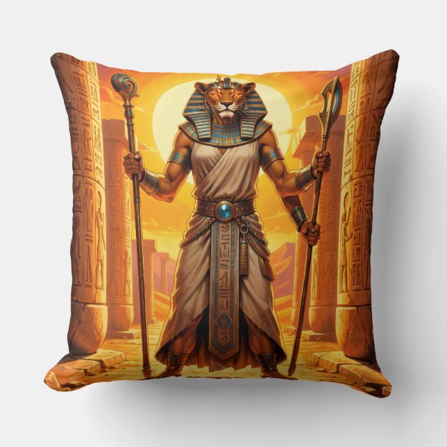 Sekhmet - Lion-Headed Goddess of War Throw Pillow (Front)
