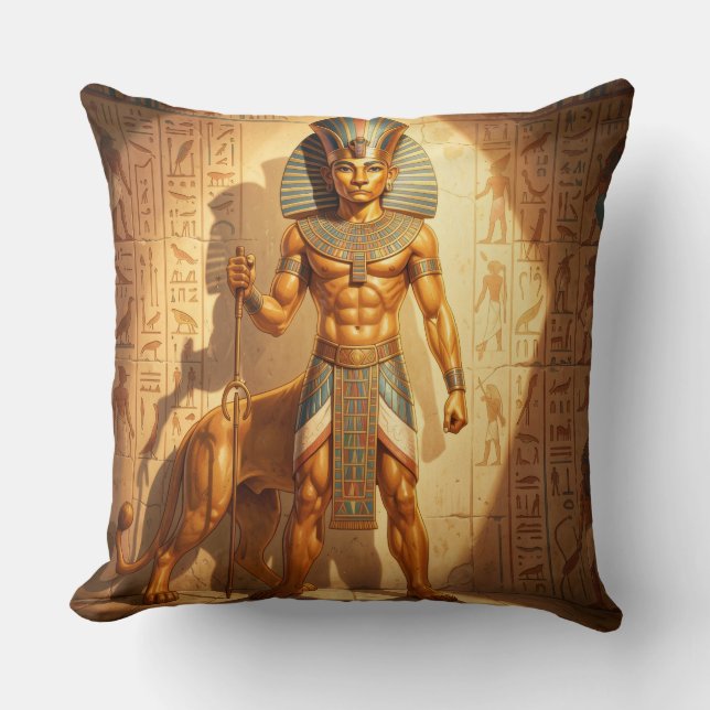 Sekhmet – Lion-Headed Goddess of War Throw Pillow (Front)