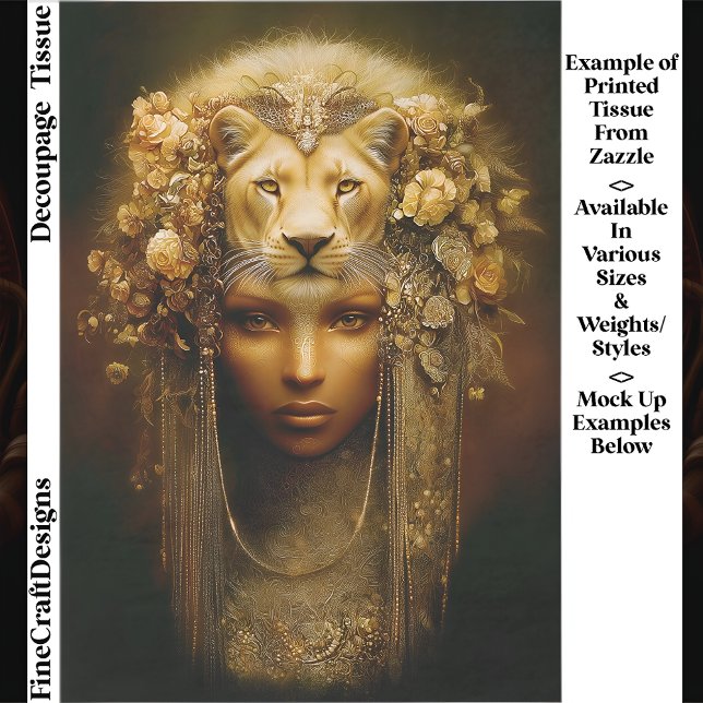 Sekhmet Lioness Goddess Portrait EW1 Decoupage Tissue Paper (Creator Uploaded)