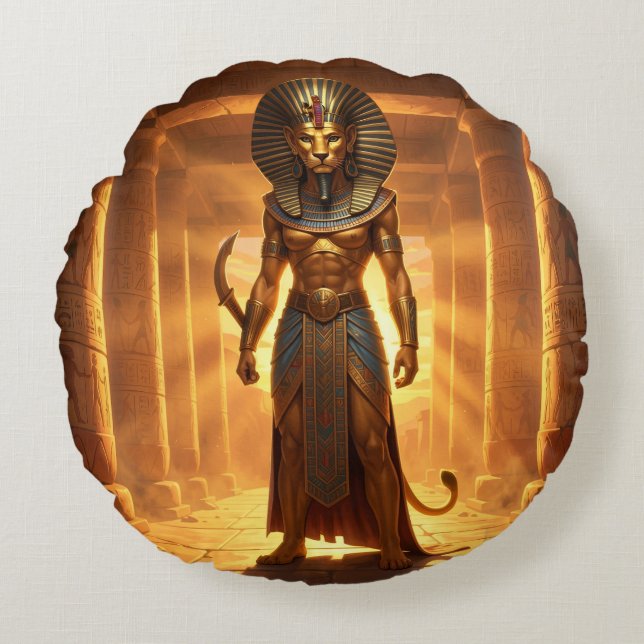 Sekhmet – Löwenköpfige Kriegsgöttin´2 Round Pillow (Front)