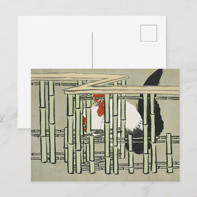 Sekka Roosters from Momoyogusa Japanese Art Postcard (Front/Back)