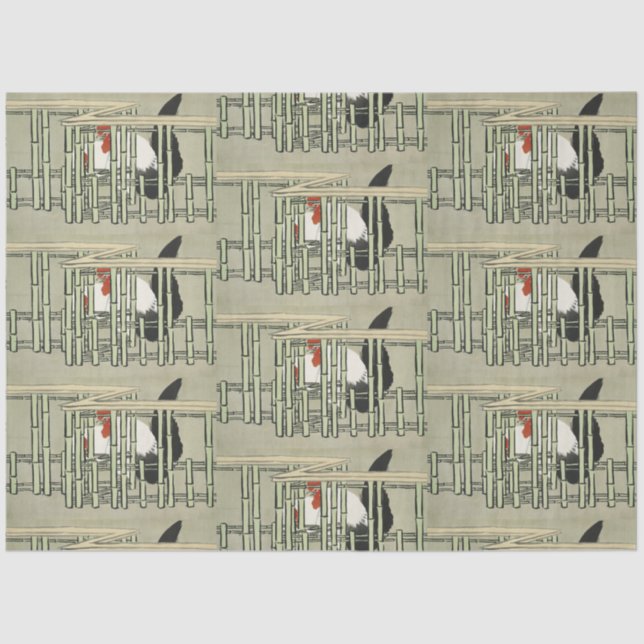 Sekka Roosters from Momoyogusa Japanese Art Tissue Paper (Front)