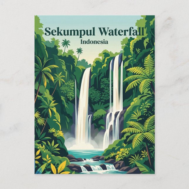 Sekumpul Waterfall Indonesia Postcard (Front)