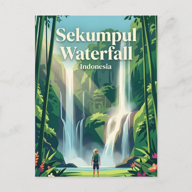 Sekumpul Waterfall Indonesia Postcard (Front)
