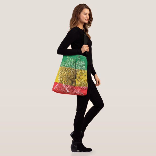 Selassie Menelik Large Cross Body Tote Bag (On Model)