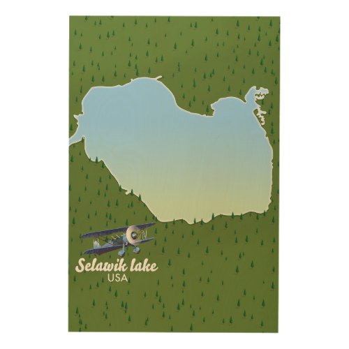 Selawik lake Alaska map Wood Wall Art