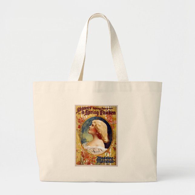 Selden's Funny Farce A Spring Chicken Large Tote Bag (Front)