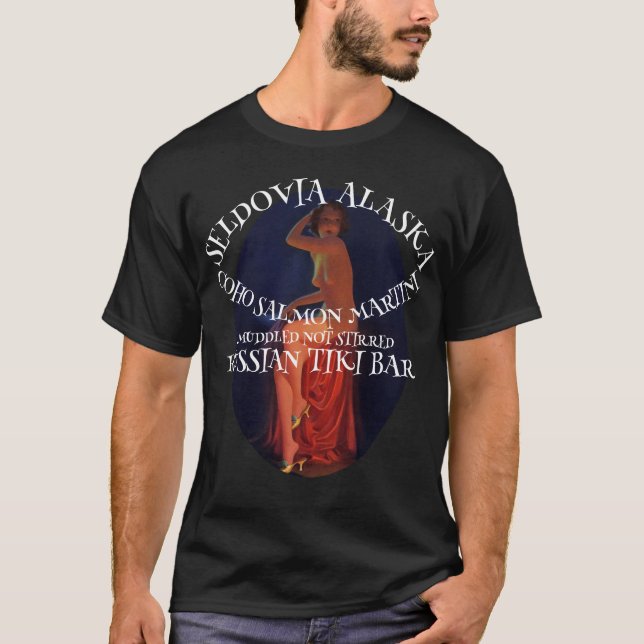 SELDOVIA ALASKA COHO SALMON MARTINI T-Shirt (Front)