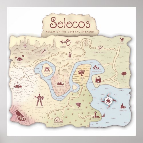 Selecos Adventure Fantasy Map Poster