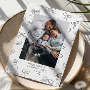 Select Colors Elegant Coquette Bows Holiday Letterpress Photo Cards