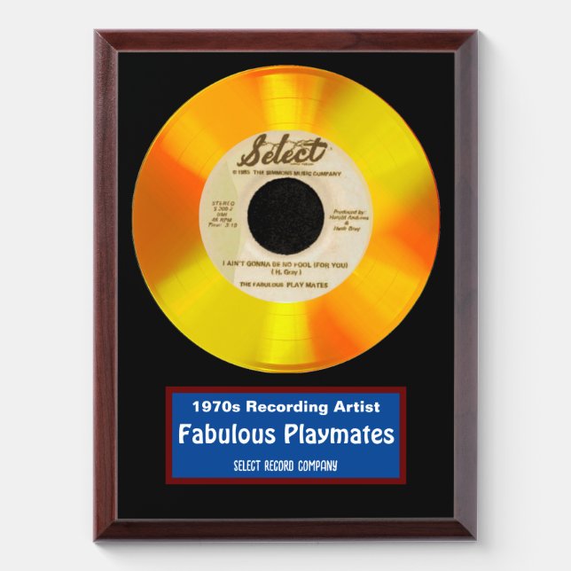 Select Custom Gold Record Award Plaque (Vertical)