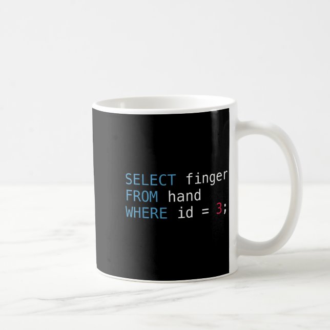 Select Finger From Hand Where Id = 3 Programmer Sq Coffee Mug (Right)
