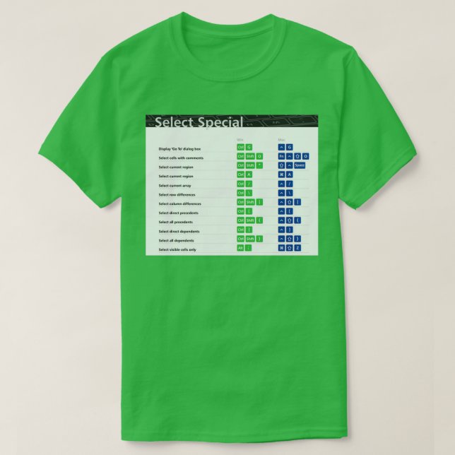 Select Special Excel Keyboard Shortcuts Excel Shor T-Shirt (Design Front)