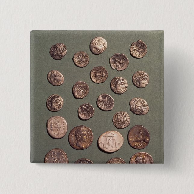 Selection Celtic and Roman  coins found Pinback Button (Front)