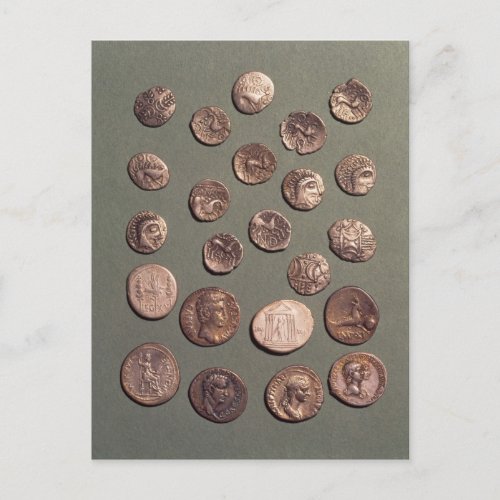 Selection Celtic and Roman  coins found Postcard