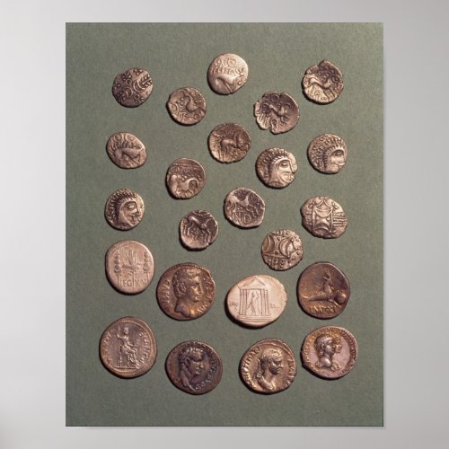 Selection Celtic and Roman  coins found Poster