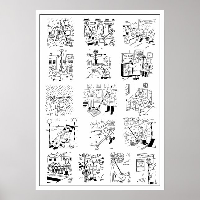 Selection of Funny Lollipop Man Cartoons Poster (Front)