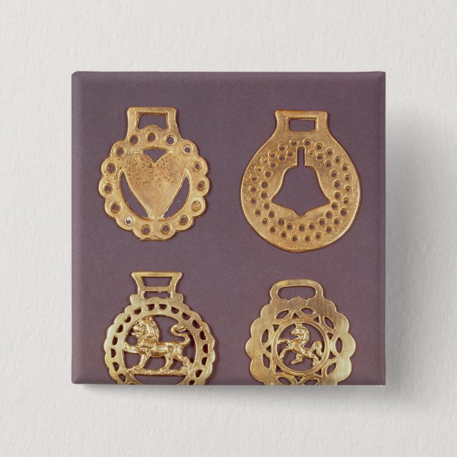 Selection of horse brasses pinback button (Front)