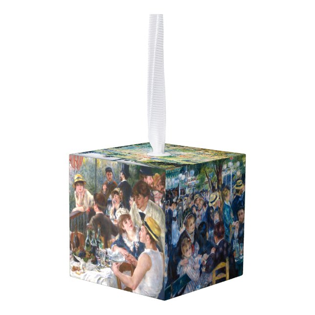 Selection of Pierre-Auguste Renoir Masterpieces Cube Ornament (Back Angled)